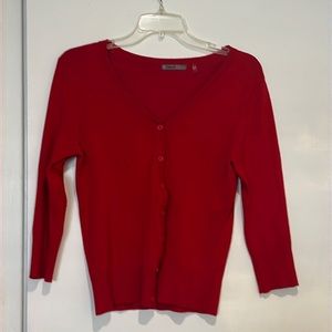 Red v neck cropped cardigan